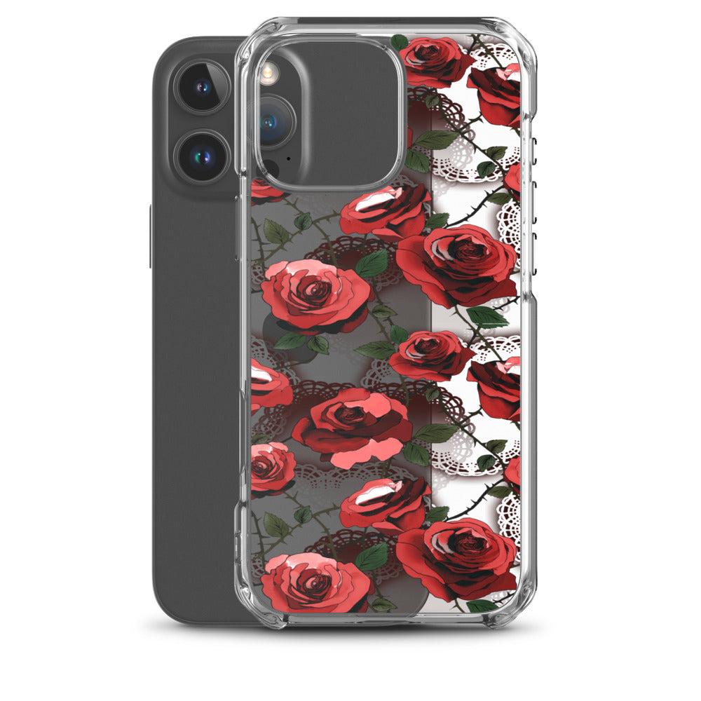 Enchanted Rose (Transparent) iPhone Clear Case (Red) - iPhone 16 Pro Max