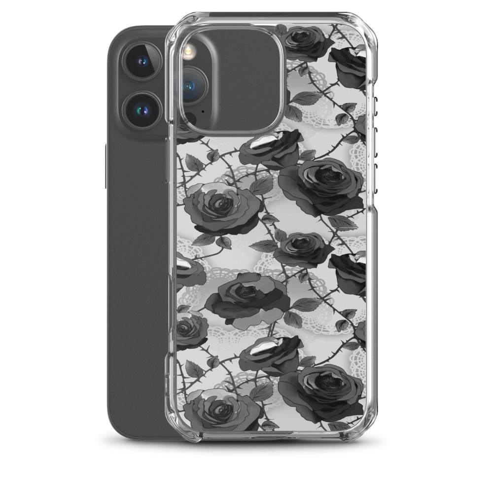 Enchanted Rose iPhone Clear Case (Black) - iPhone 16 Pro Max