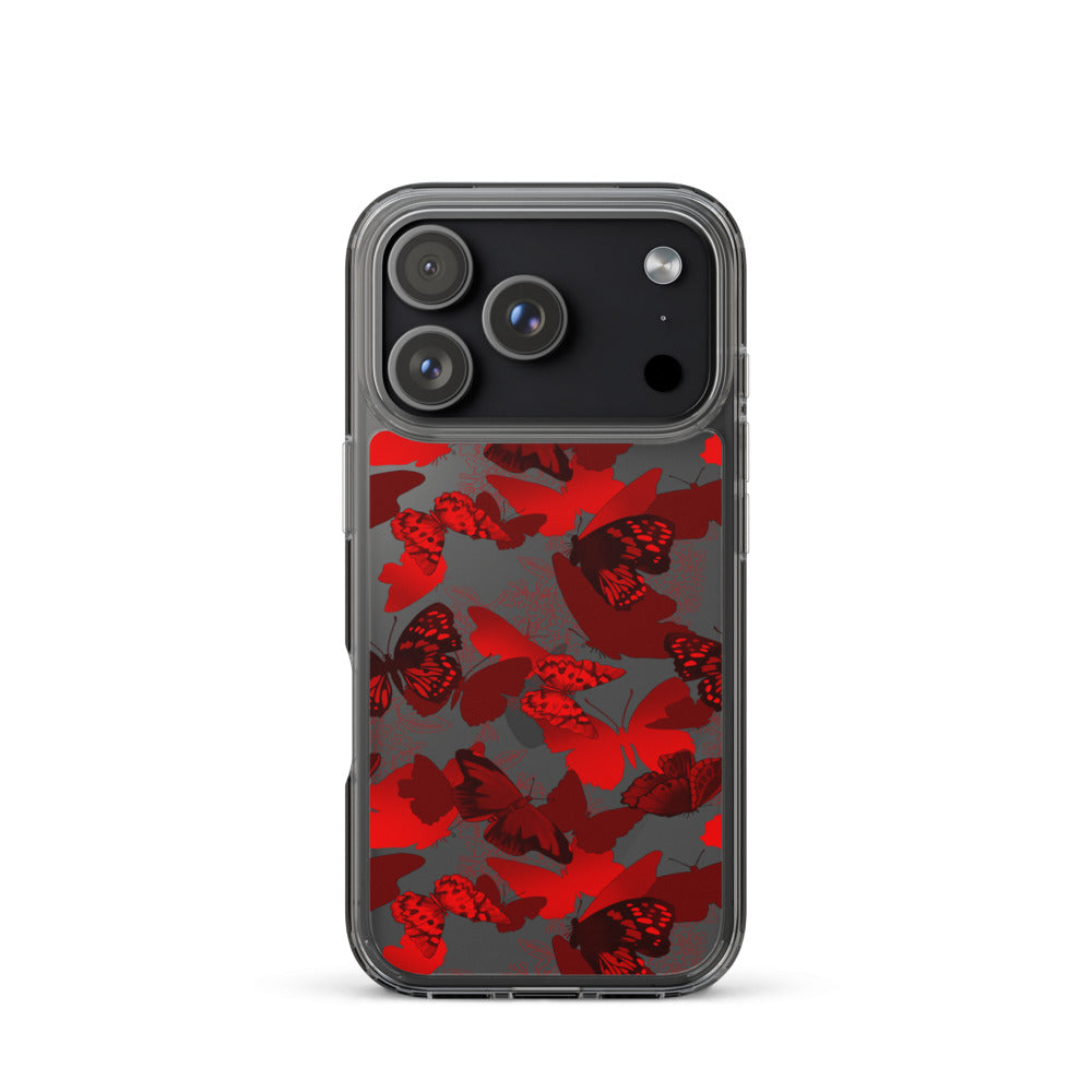Butterfly iPhone Clear Case (Transparent Crimson) - iPhone 17 Pro