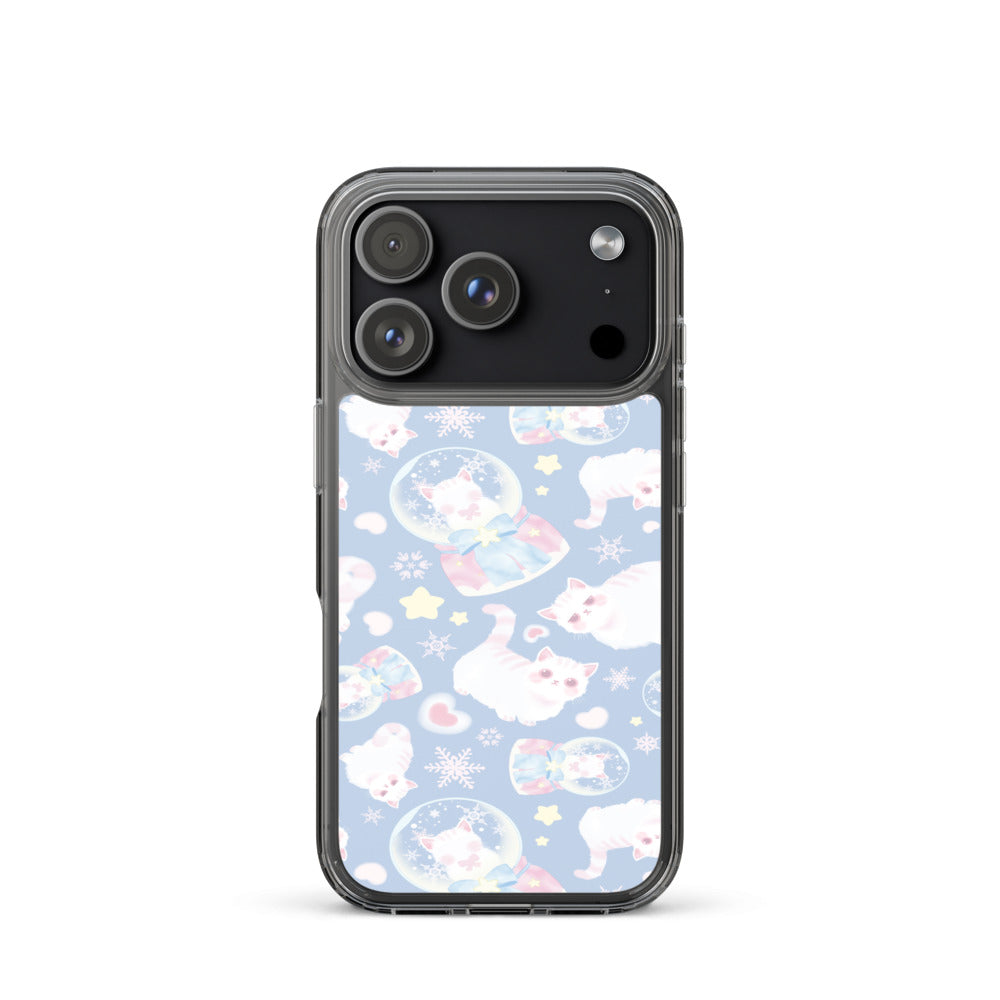 Snow Kitten iPhone Clear Case (Blue) - iPhone 17 Pro