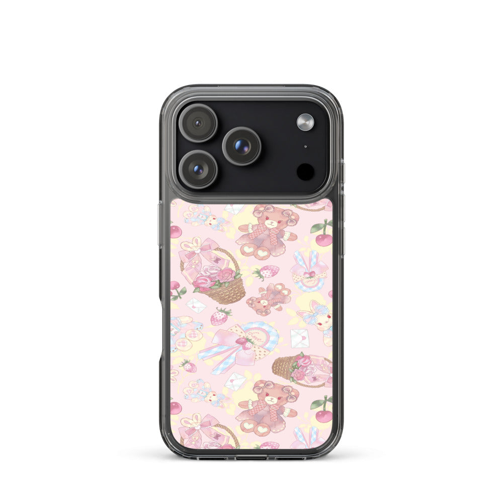 Sweet Teddy iPhone Clear Case (Pink) - iPhone 17 Pro