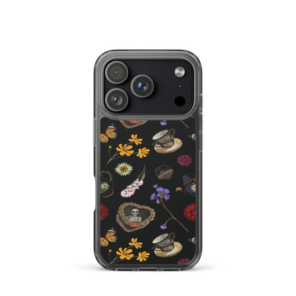 Gothic Tea Time iPhone Clear Case (Black) - iPhone 17 Pro