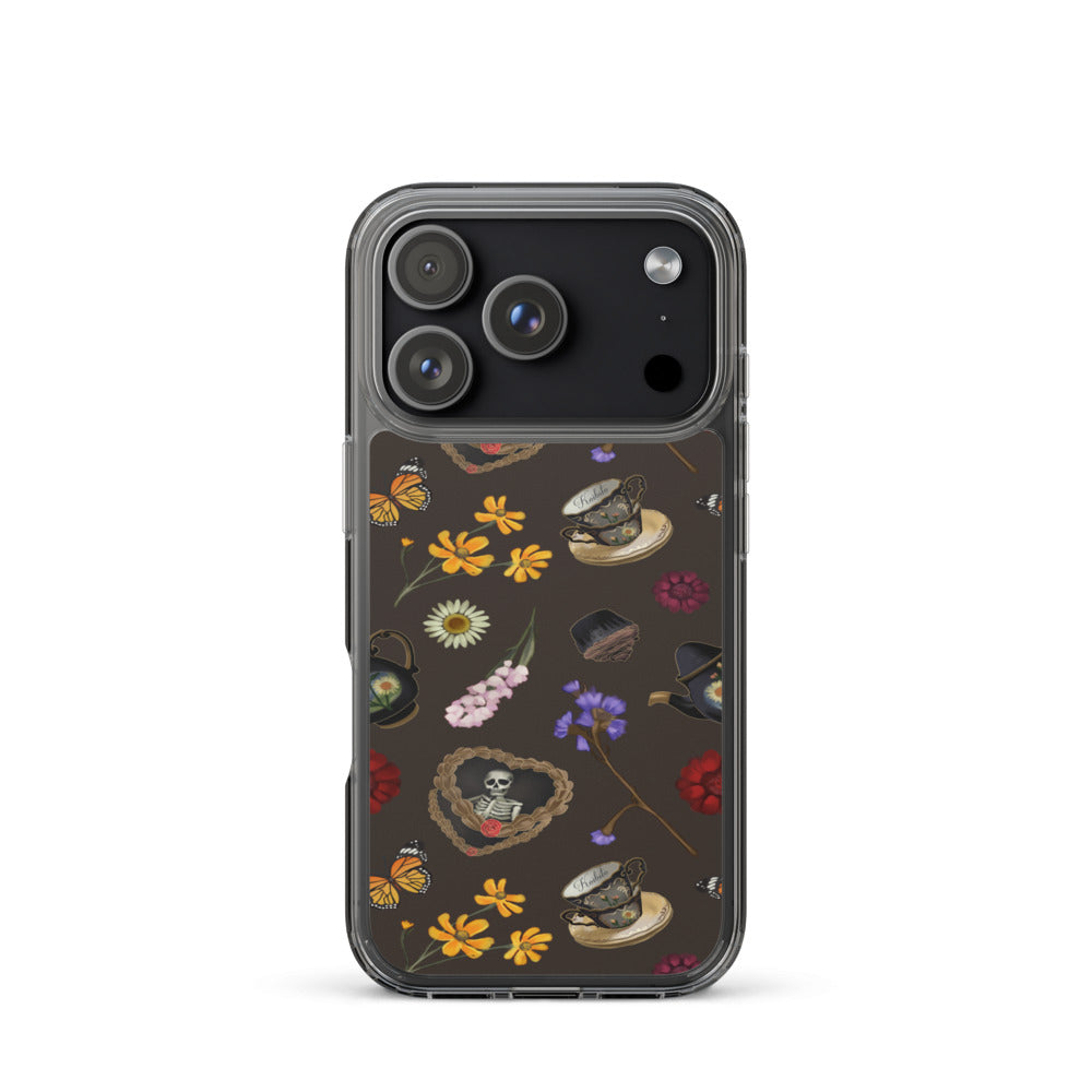 Gothic Tea Time iPhone Clear Case (Wood Bark) - iPhone 17 Pro
