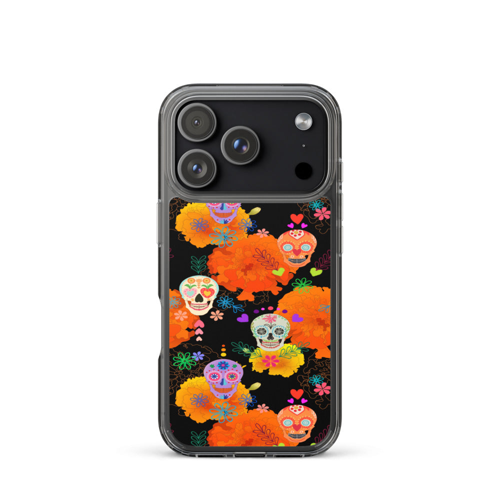 Sugar Skull iPhone Clear Case (Black) - iPhone 17 Pro