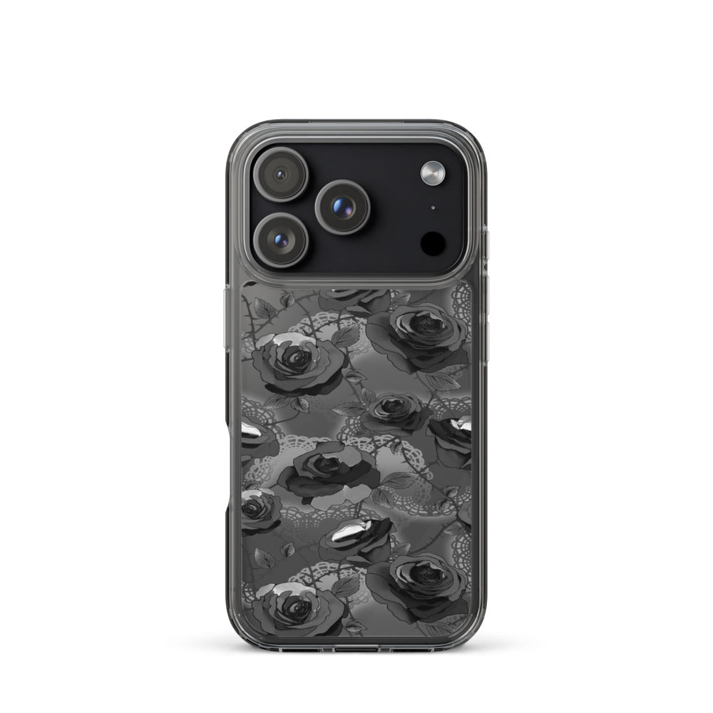 Enchanted Rose (Transparent) iPhone Clear Case (Black) - iPhone 17 Pro