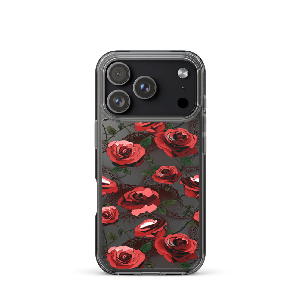 Enchanted Rose (Transparent) iPhone Clear Case (Red) - iPhone 17 Pro