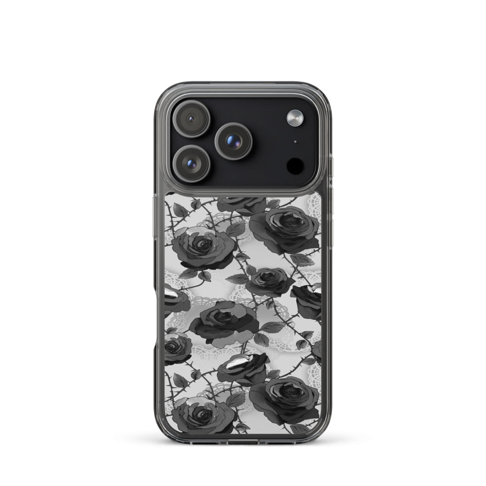 Enchanted Rose iPhone Clear Case (Black) - iPhone 17 Pro