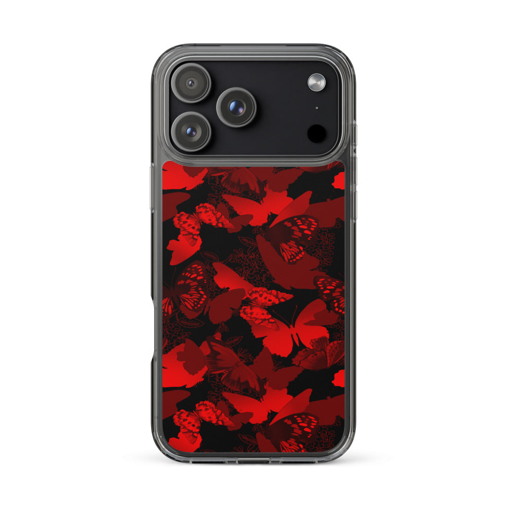 Butterfly iPhone Clear Case (Crimson) - iPhone 17 Pro Max