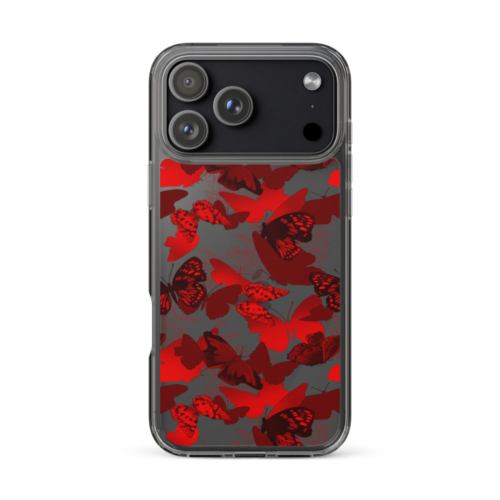 Butterfly iPhone Clear Case (Transparent Crimson) - iPhone 17 Pro Max