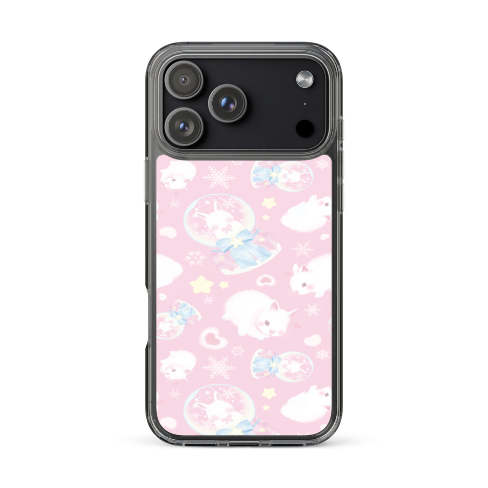Snow Bunny iPhone Clear Case (Pink) - iPhone 17 Pro Max