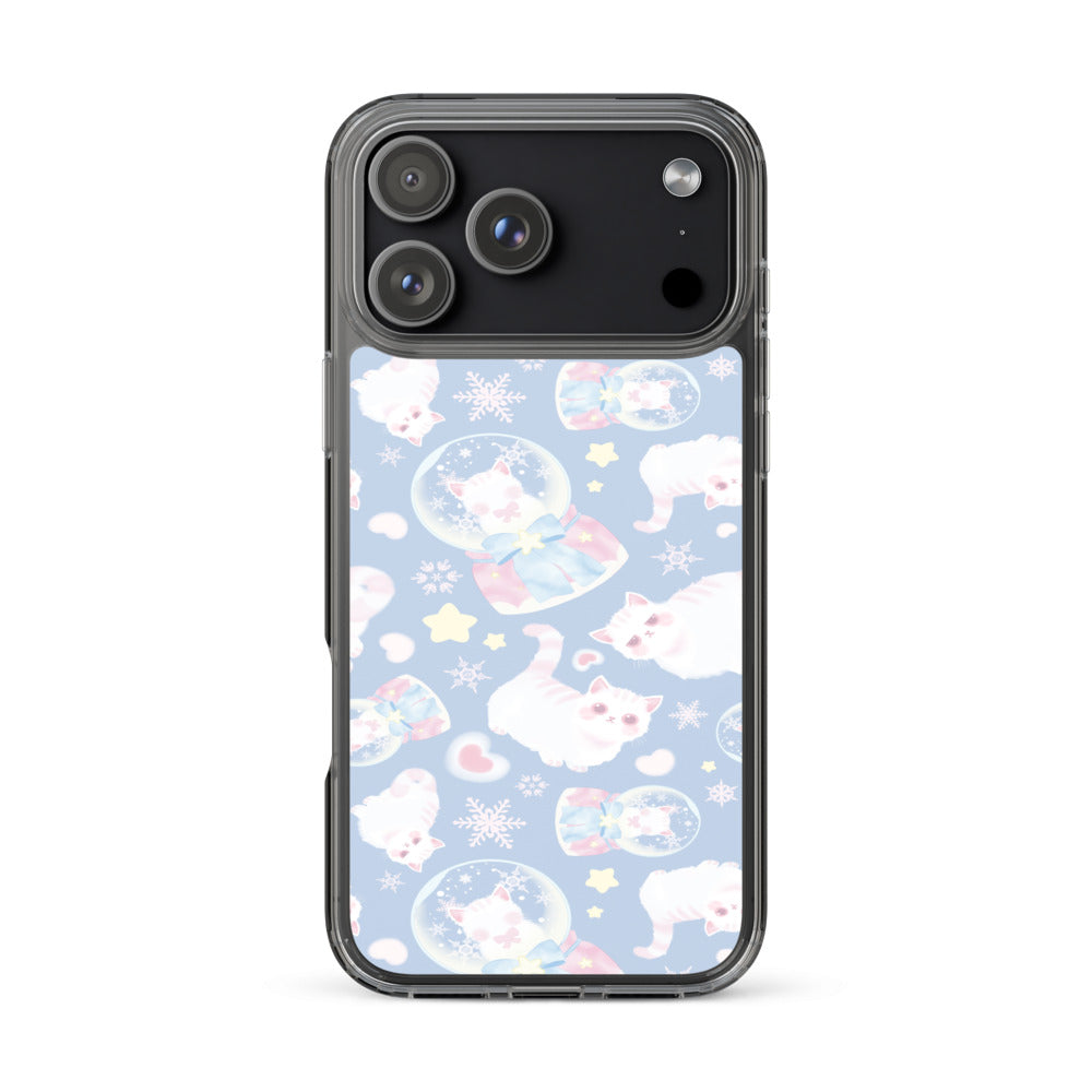 Snow Kitten iPhone Clear Case (Blue) - iPhone 17 Pro Max