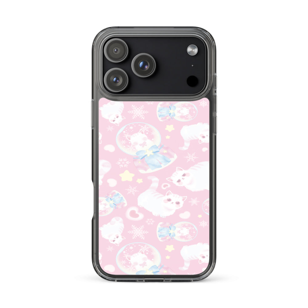 Snow Kitten iPhone Clear Case (Pink) - iPhone 17 Pro Max