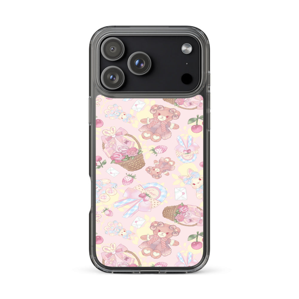 Sweet Teddy iPhone Clear Case (Pink) - iPhone 17 Pro Max
