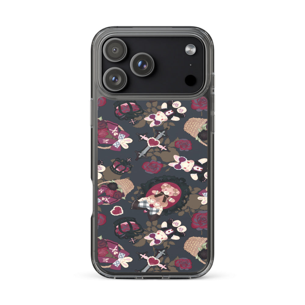 Gothic Teddy iPhone Clear Case (Grey) - iPhone 17 Pro Max