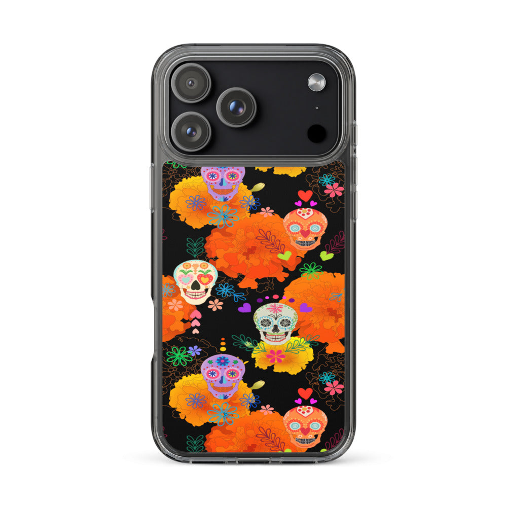 Sugar Skull iPhone Clear Case (Black) - iPhone 17 Pro Max