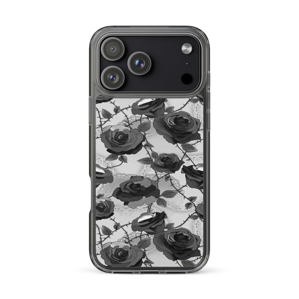 Enchanted Rose iPhone Clear Case (Black) - iPhone 17 Pro Max