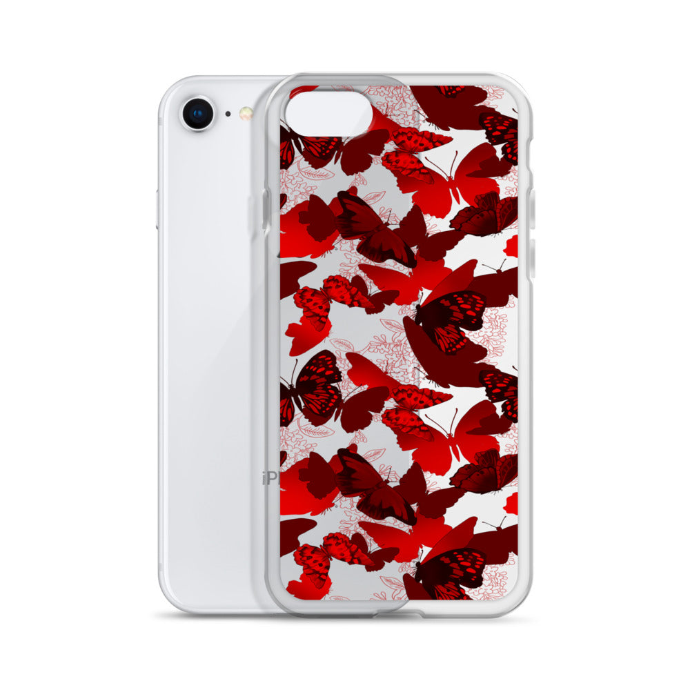 Butterfly iPhone Clear Case (Transparent Crimson) - iPhone 7/8