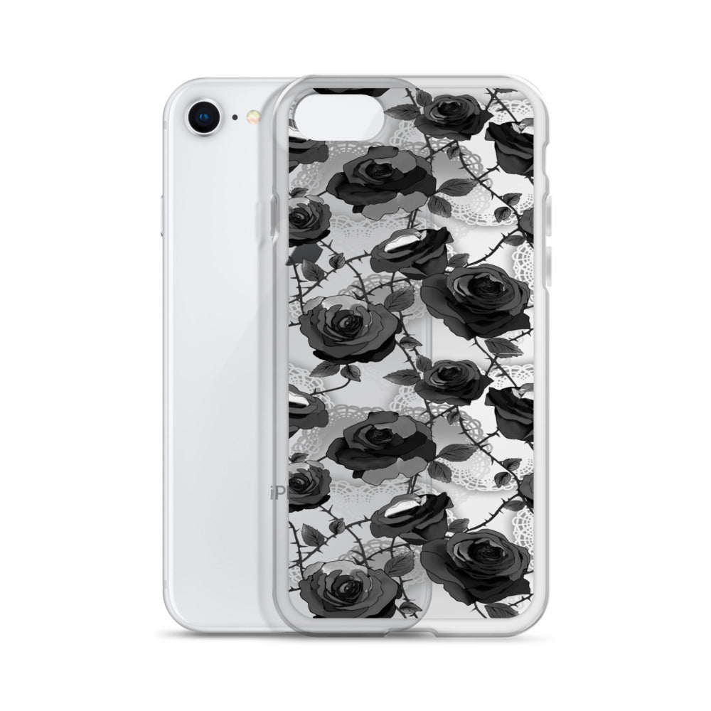 Enchanted Rose (Transparent) iPhone Clear Case (Black) - iPhone 7/8