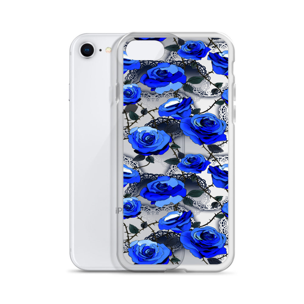 Enchanted Rose (Transparent) iPhone Clear Case (Blue) - iPhone 7/8