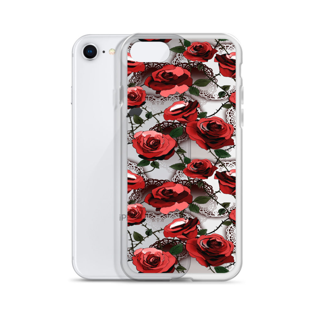 Enchanted Rose (Transparent) iPhone Clear Case (Red) - iPhone 7/8
