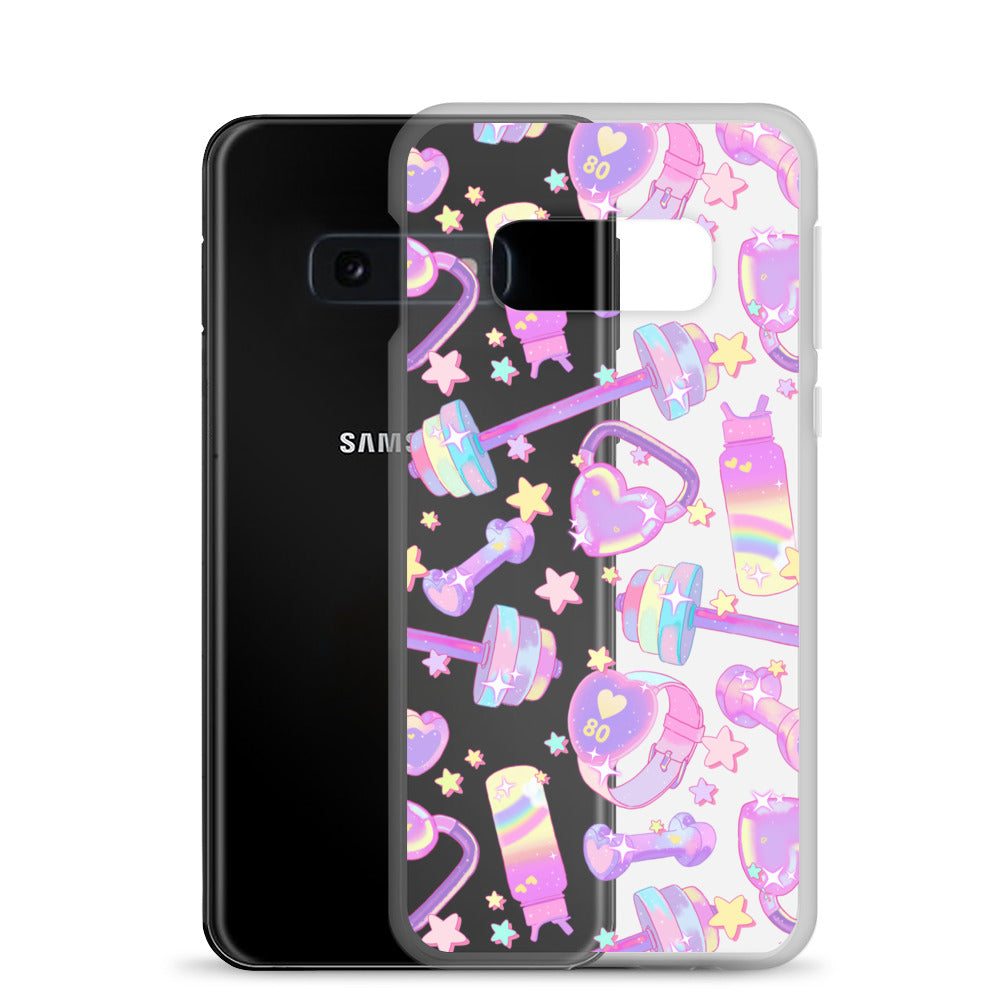 Sleek Glitter Gains Samsung® Clear Case with flexible sides and solid back, designed for ultimate phone protection.