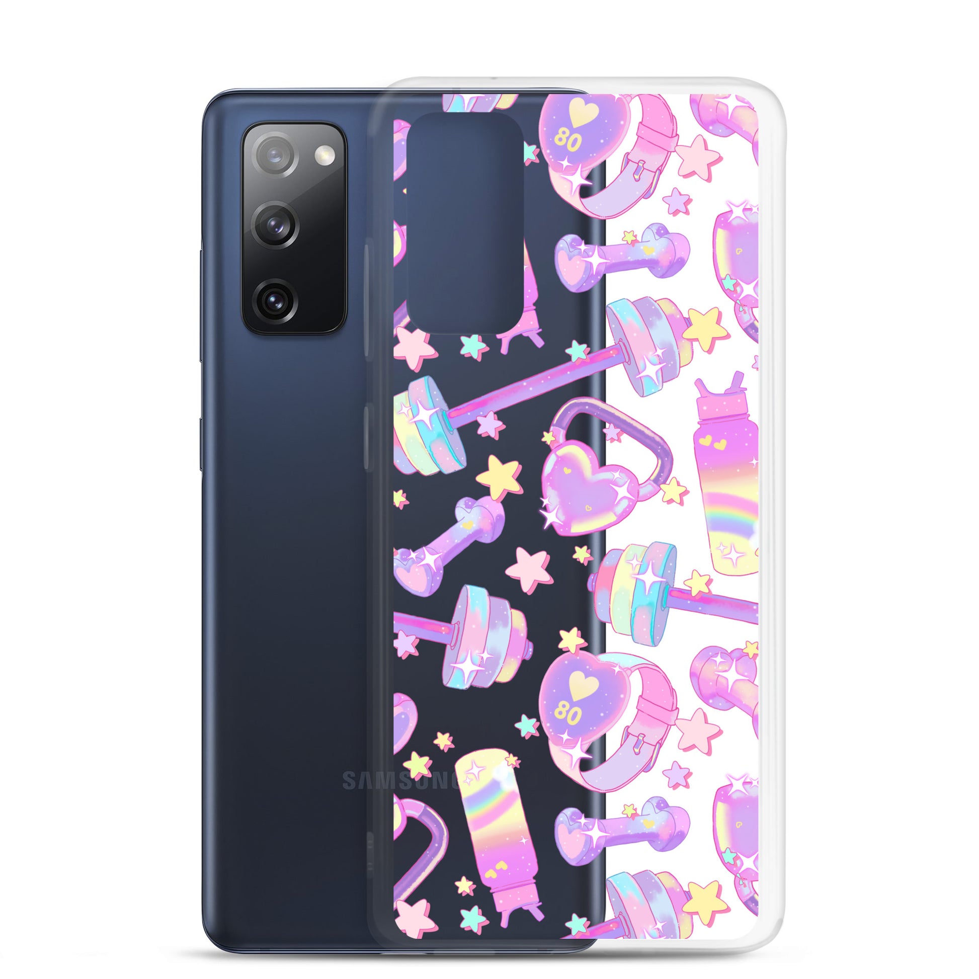 Stylish Glitter Gains Samsung® Clear Case featuring a solid back, perfect for protecting your phone from damage.