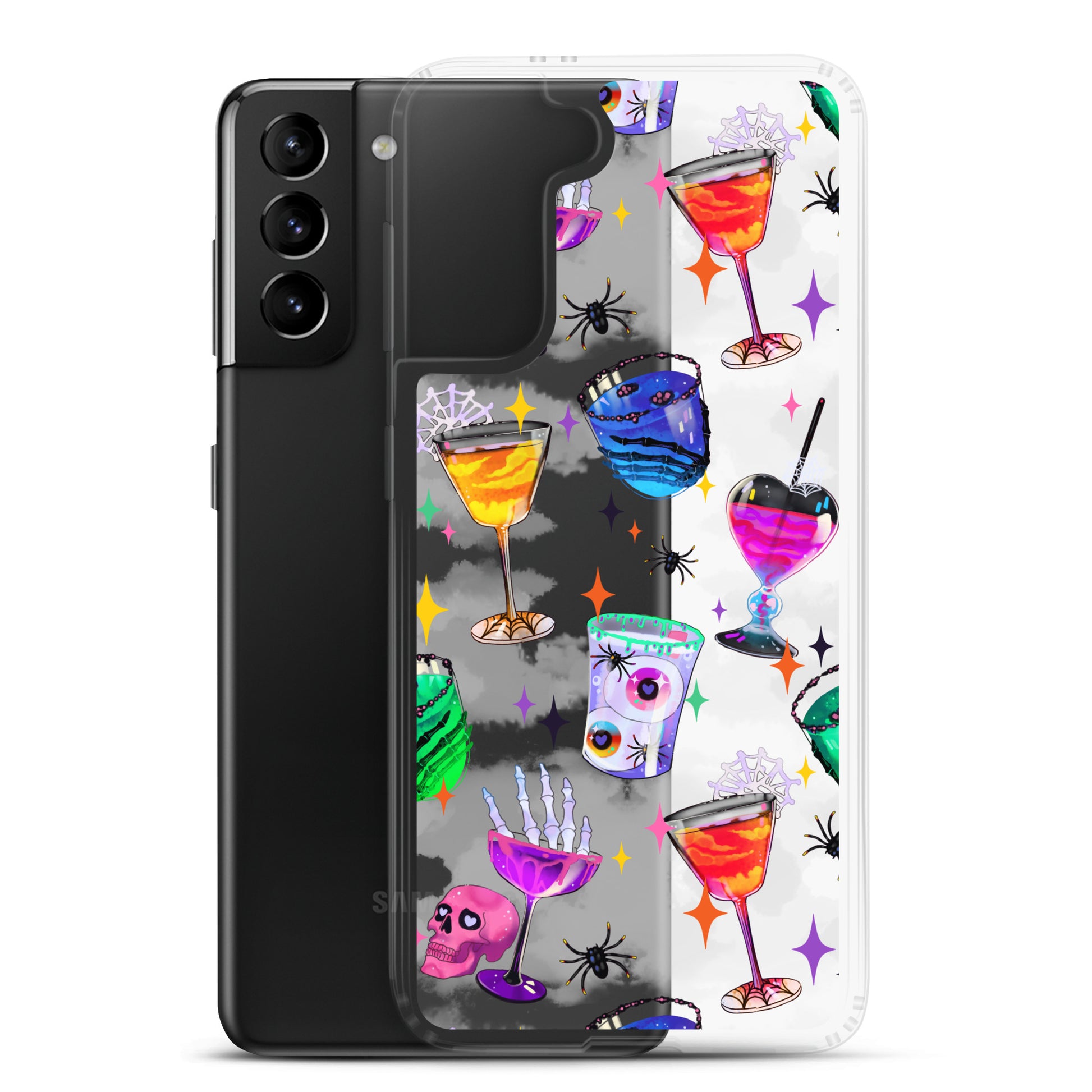 Sleek Monster Party Samsung® Clear Case featuring vibrant designs, offers protection from scratches and dirt for your device.