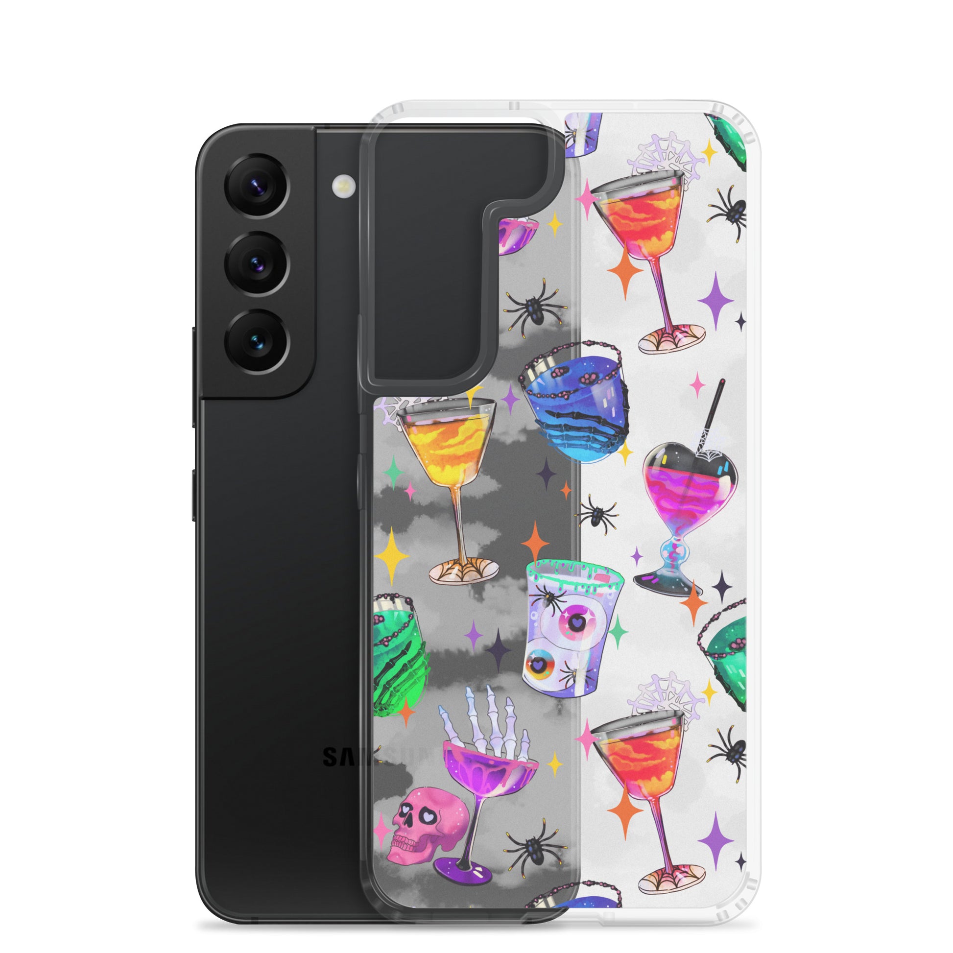 Colorful Monster Party Samsung® Clear Case showcasing vibrant designs, protecting your device with style and durability.