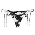 Stylish Cloudy Sky String Bikini Bottom featuring soft recycled polyester, perfect for sunbathing by the pool this summer.