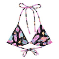 Shop the Space Padded String Bikini Top, featuring a vibrant space print and eco-friendly recycled polyester for summer fun.