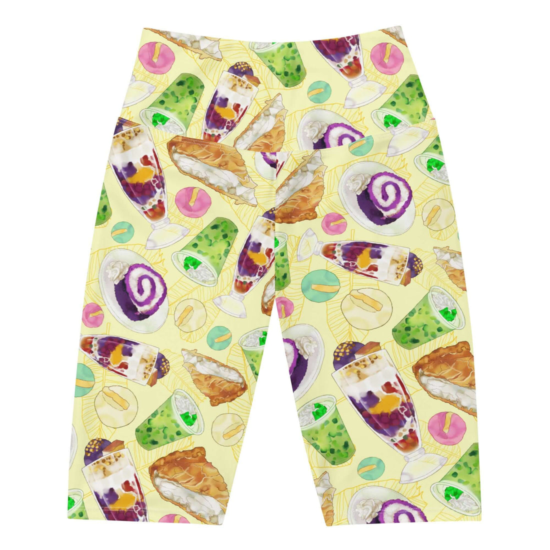 Celebrate your culture with Filipino Dessert Biker Shorts featuring vibrant prints of delicious Filipino treats.