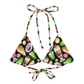 Experience vibrant beach fashion with the Filipino Dessert Padded String Bikini Top, showcasing delicious dessert prints.