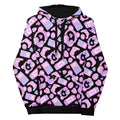 Gamer Girl Hoodie featuring a pastel pixel design with bear ears, gaming mice, and tamagotchis in pink and purple.