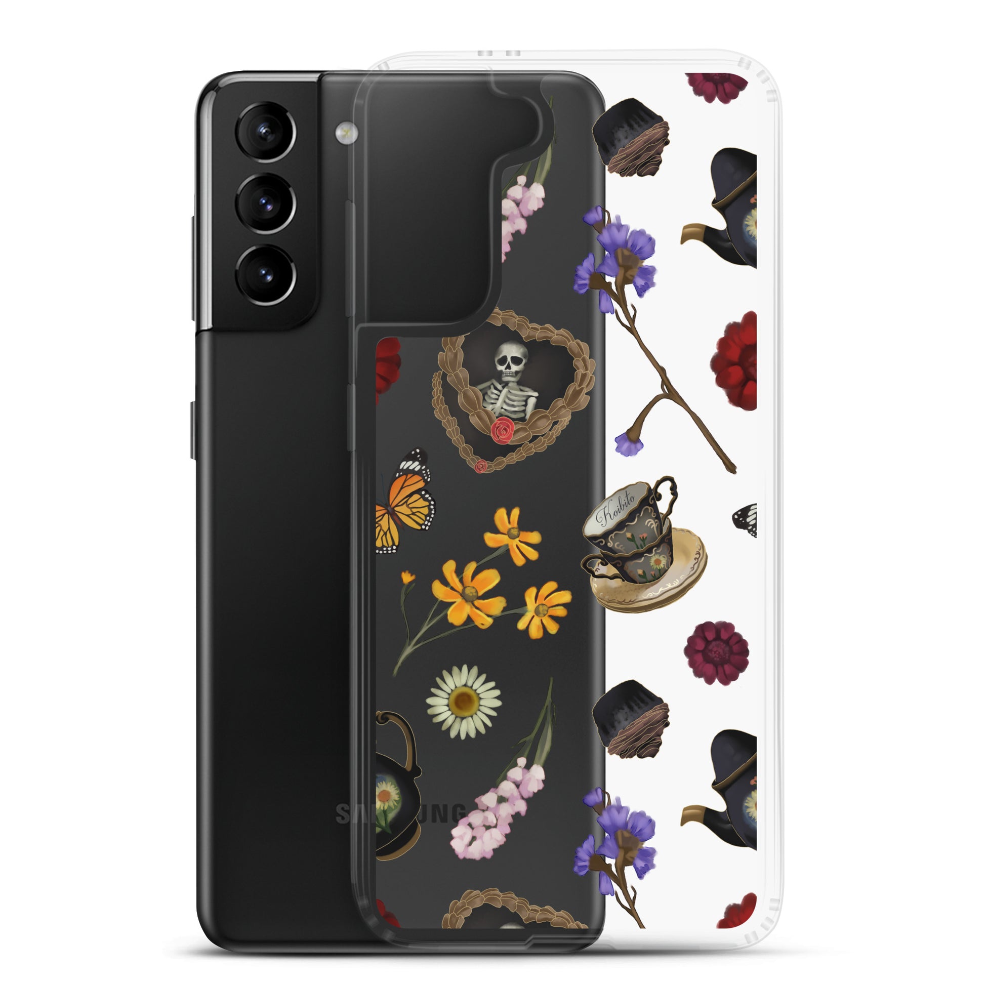 Gothic Tea Time Samsung® Clear Case features elegant designs while protecting your phone from scratches and dirt.