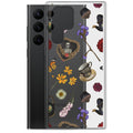 Gothic Tea Time Samsung® Clear Case features floral and skull designs, offering stylish protection for your device.