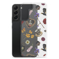 Gothic Tea Time Samsung® Clear Case showcases a stylish design with floral and skull motifs, offering durable protection.