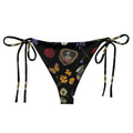 Gothic Tea Time String Bikini Bottom features vibrant floral prints, perfect for stylish summer poolside lounging.
