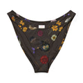 Gothic Tea Time V-cut bikini bottom with floral and vintage cup print, perfect for sunny beach days.