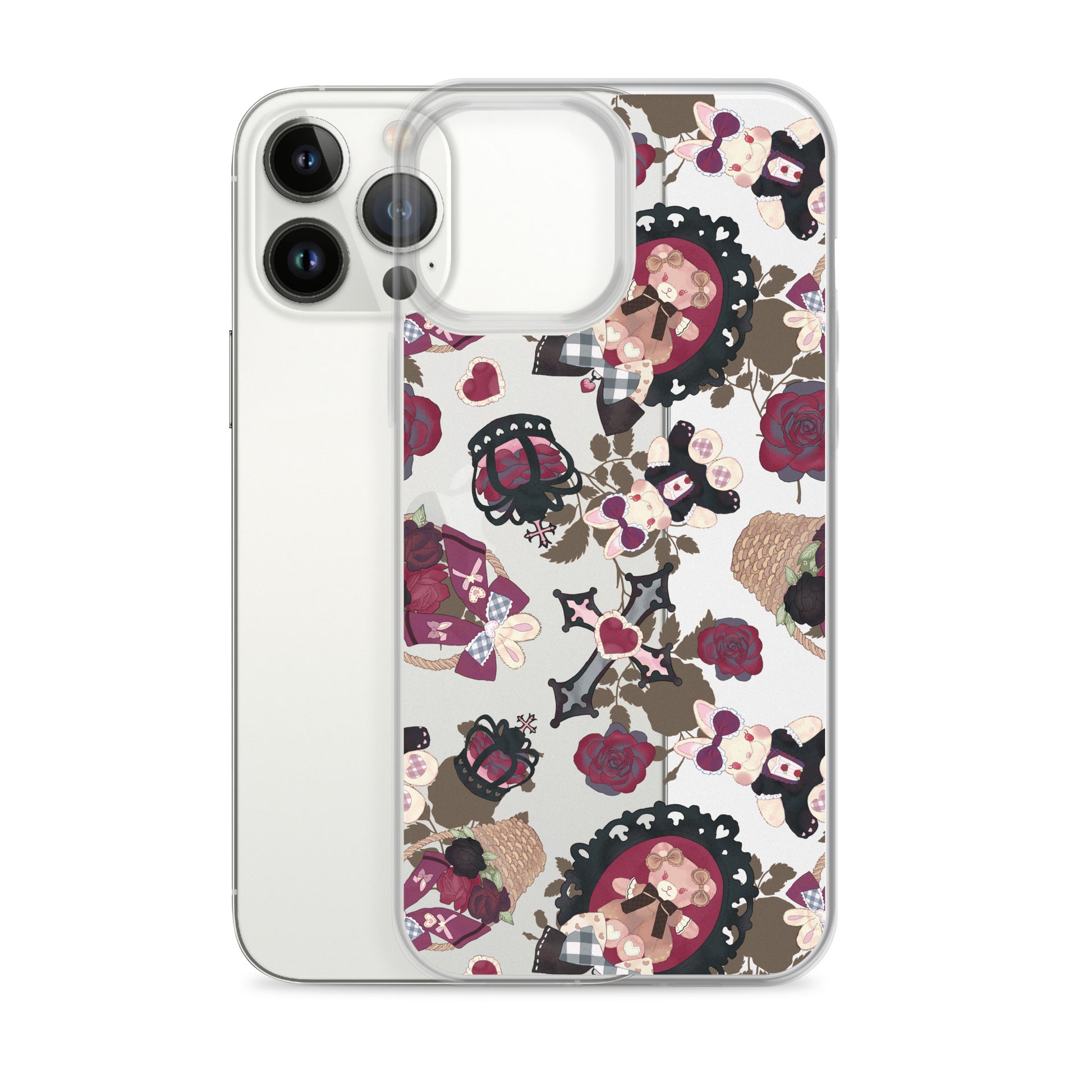 Protect your iPhone® with the Gothic Teddy iPhone® Clear Case, featuring a chic design and durable, flexible construction.