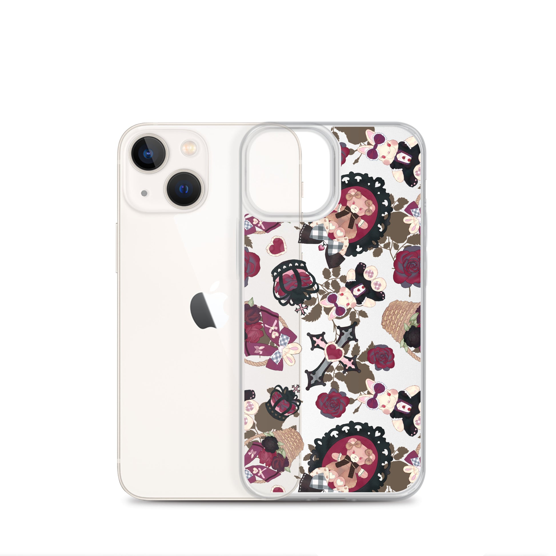 Stylish Gothic Teddy iPhone® Clear Case offers protection against scratches and dirt with a sleek design.