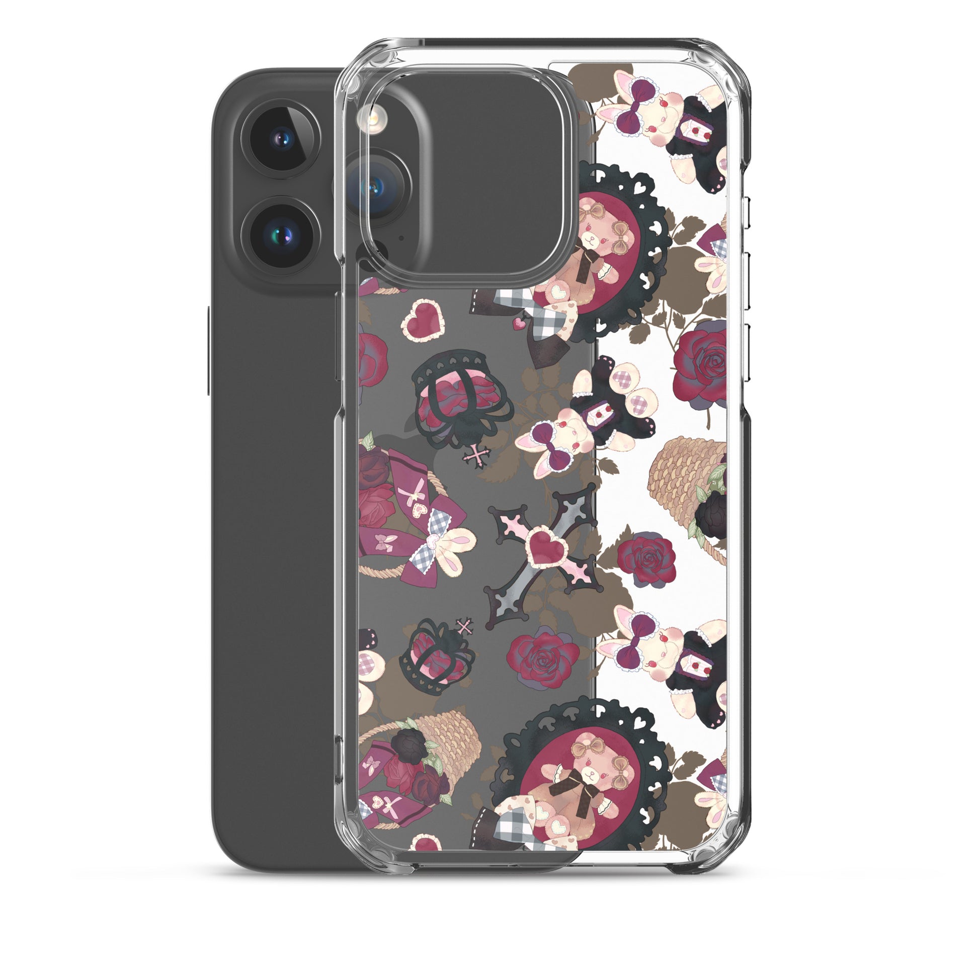 Gothic Teddy iPhone® Clear Case features a unique design, offering protection from scratches and easy access to ports.