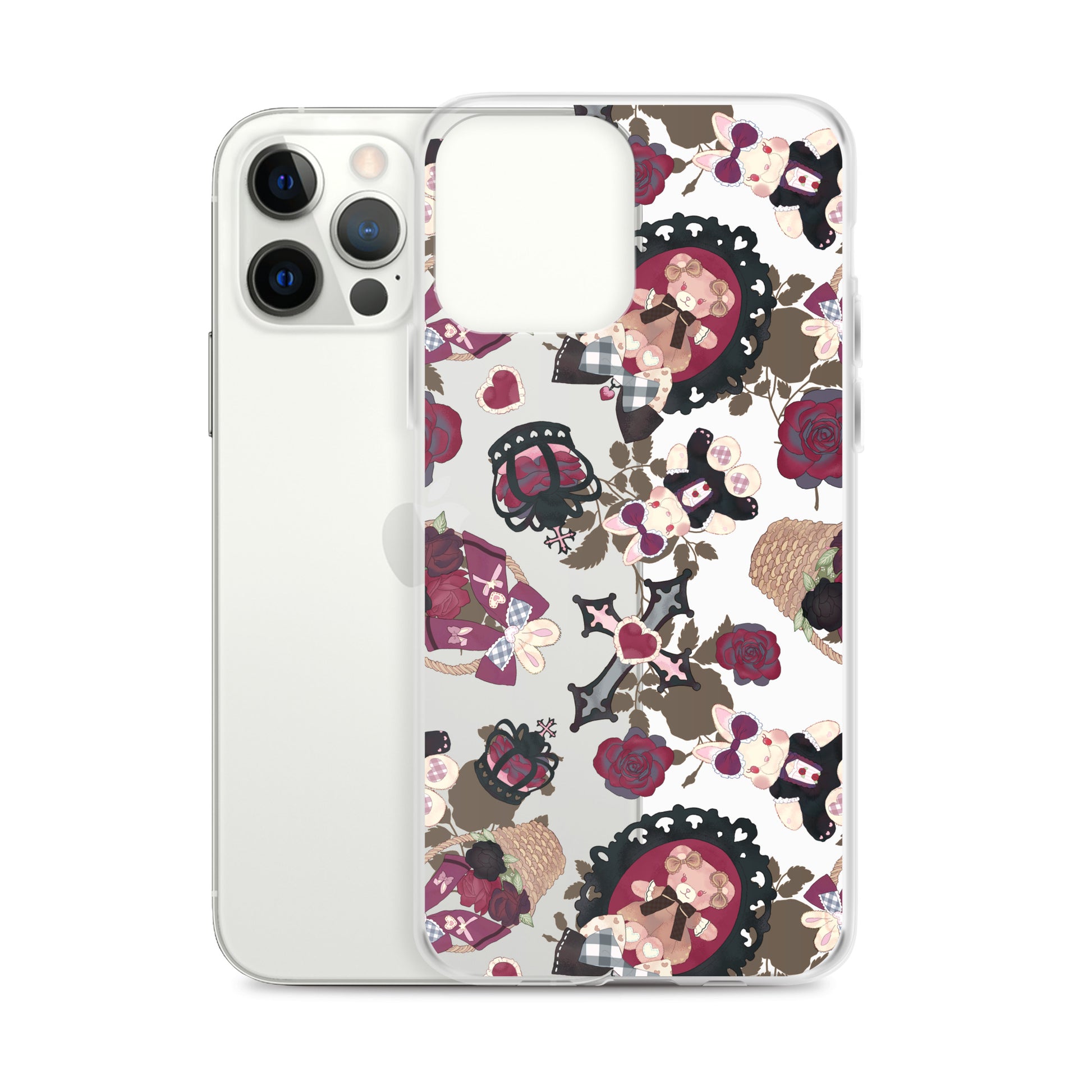 Stylish Gothic Teddy iPhone® Clear Case with protective design, perfect for keeping your phone safe and chic.