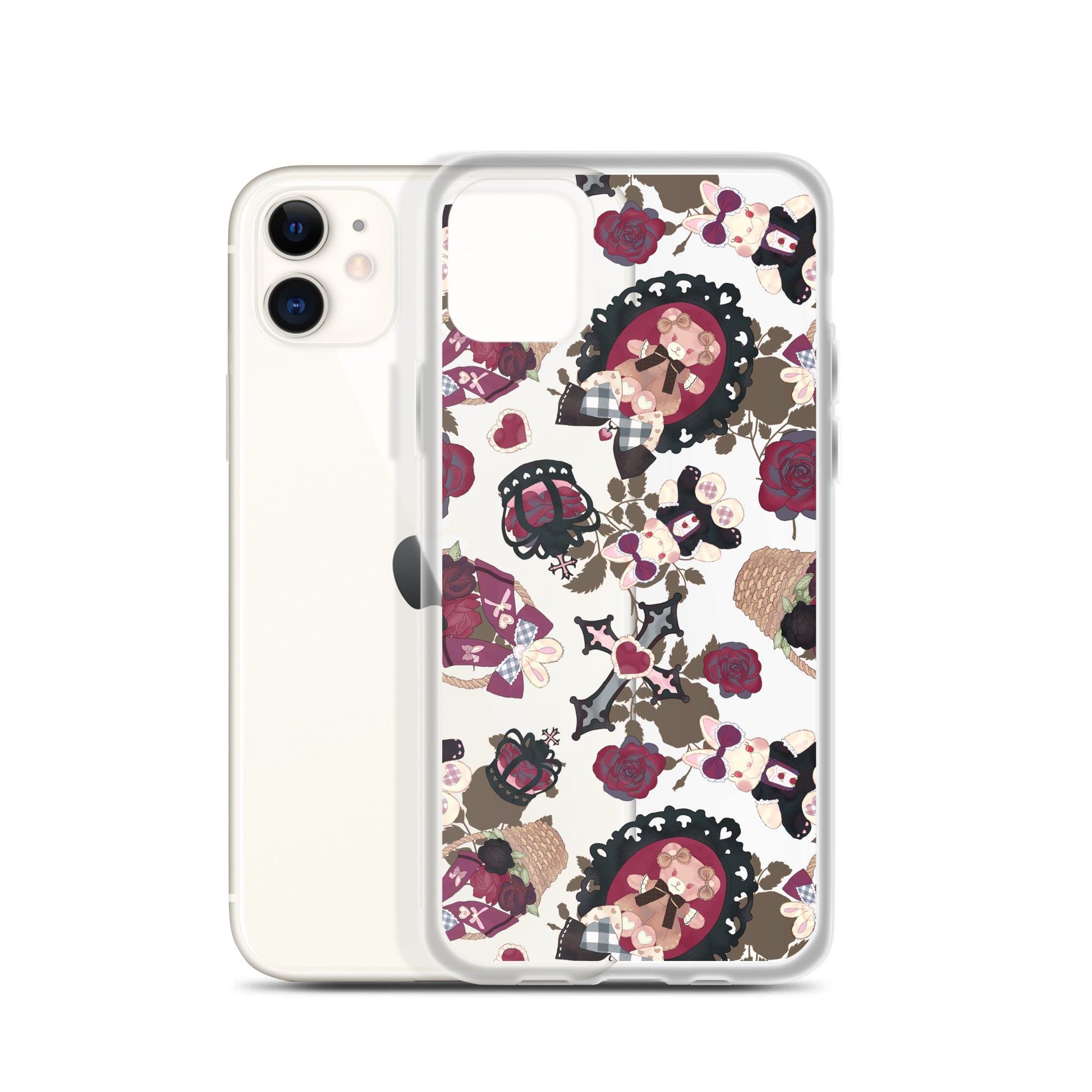 Gothic Teddy iPhone® Clear Case featuring a stylish design that protects against scratches and dust. Perfect for your iPhone!