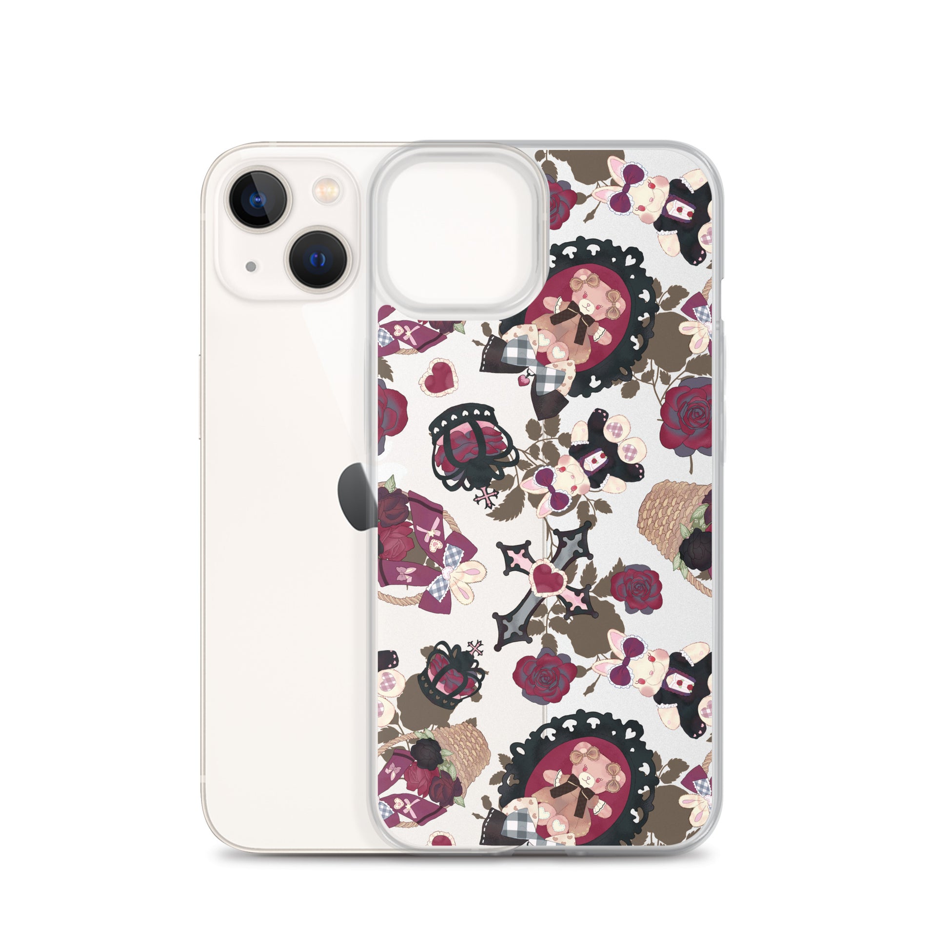 Gothic Teddy iPhone® Clear Case featuring a unique design, offering protection from scratches and dirt.