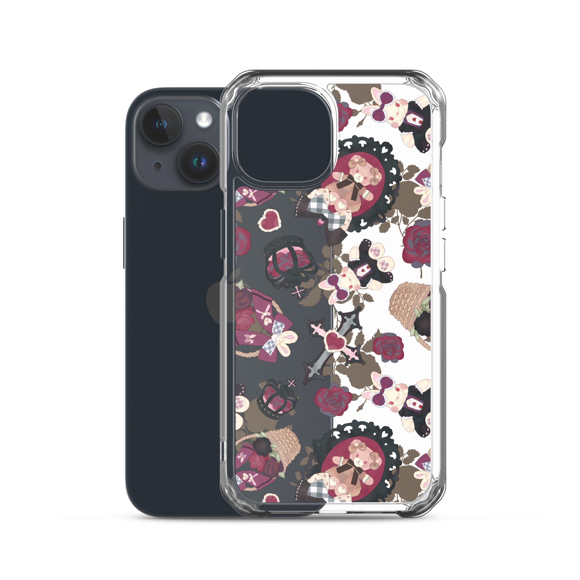 Gothic Teddy iPhone® Clear Case features a stylish design with flexible sides for easy access and protection from damage.