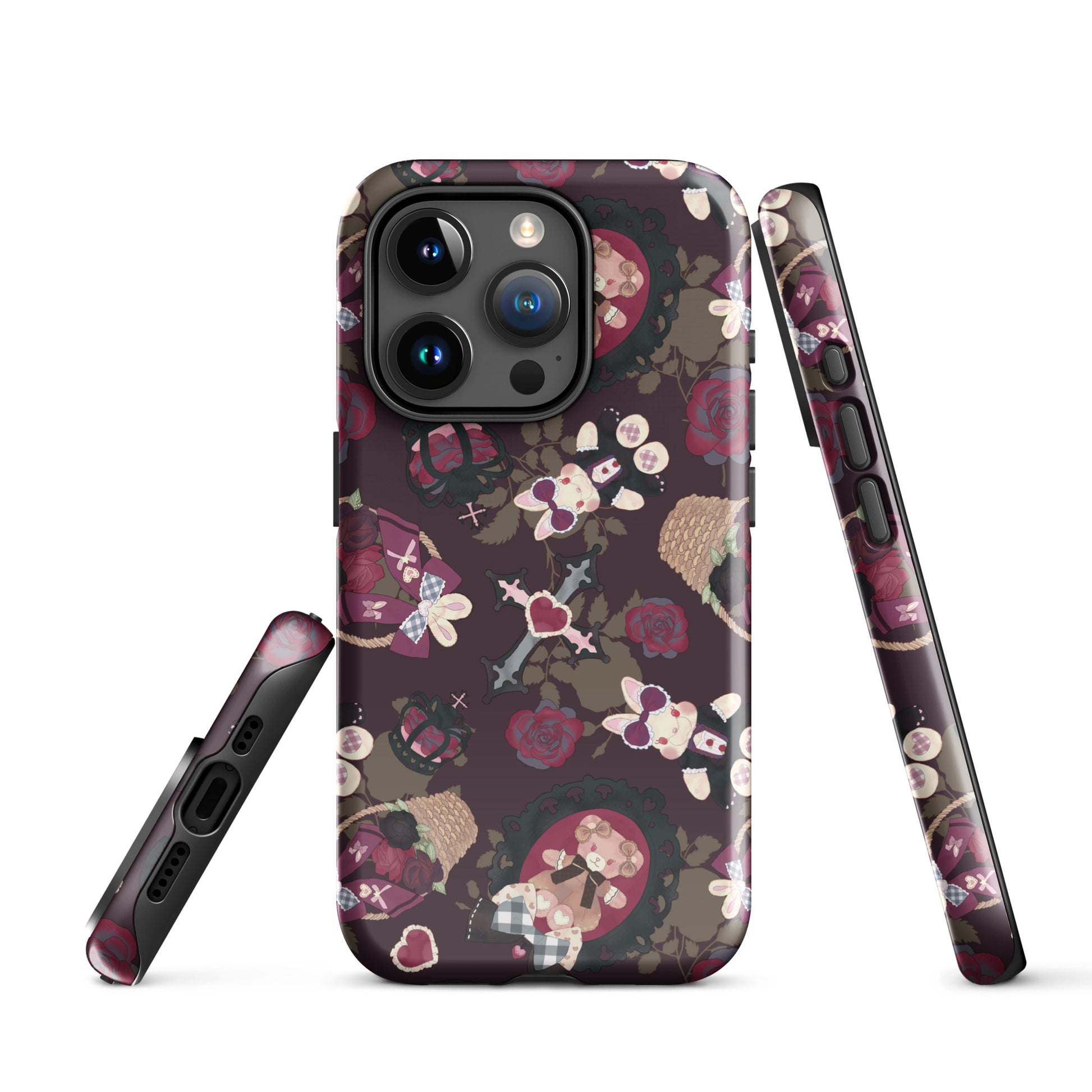 Stylish Gothic Teddy iPhone® Tough Case featuring a durable design for ultimate protection and fashionable flair.