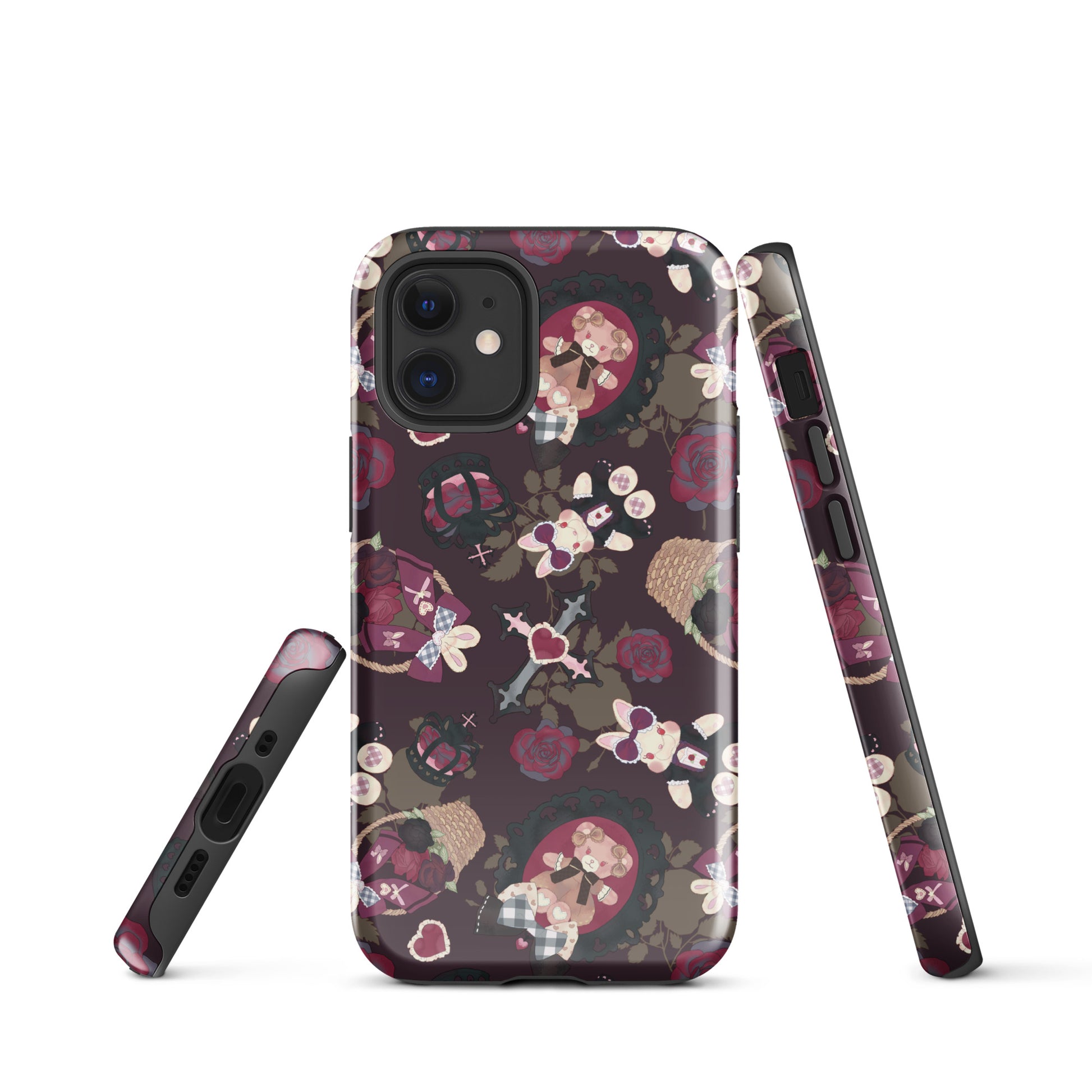 Stylish Gothic Teddy iPhone® Tough Case featuring a durable design and eye-catching floral patterns for year-round protection.