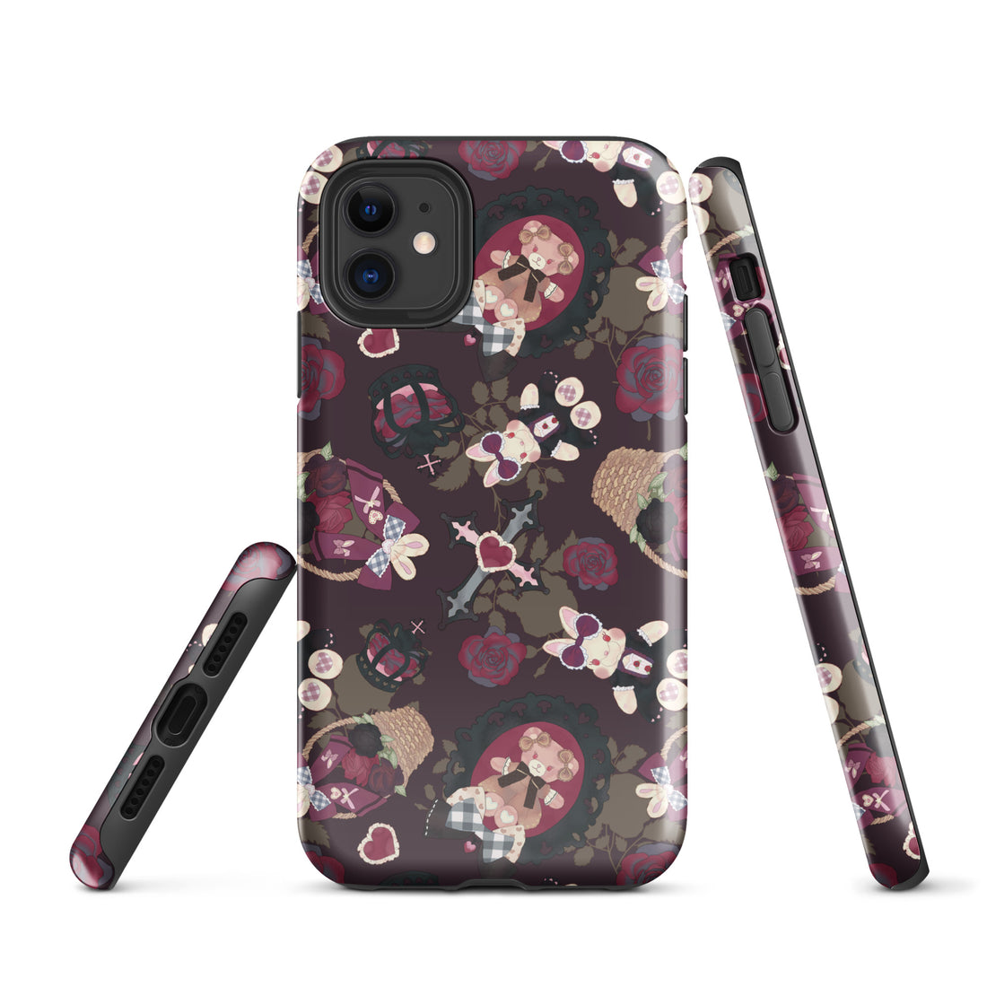 Stylish Gothic Teddy iPhone® Tough Case featuring a unique design and dual-layer protection for ultimate safety.