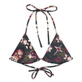 Gothic Teddy Padded String Bikini Top features eco-friendly design and floral prints, perfect for summer swims.