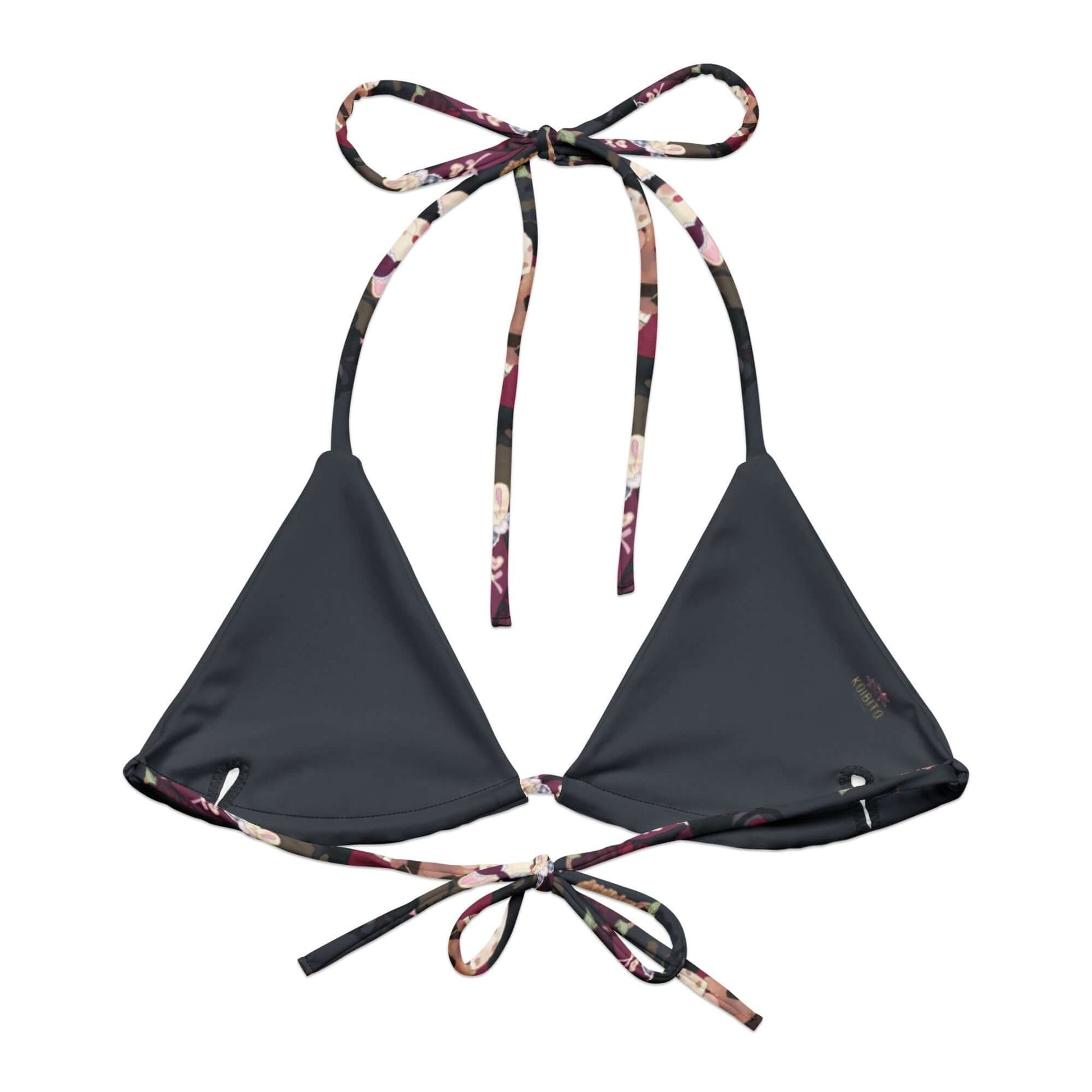 Gothic Teddy Padded String Bikini Top featuring eco-friendly design and stylish adjustable straps for summer fun.